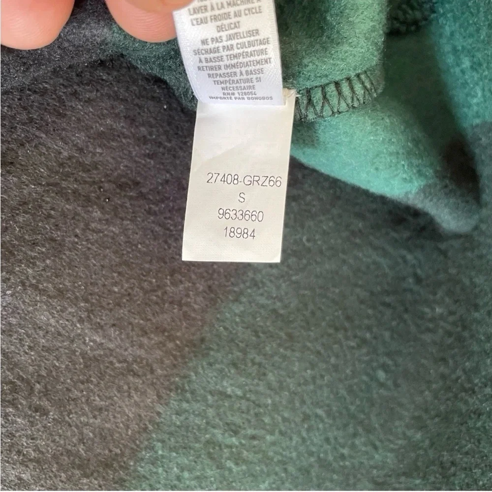 Bonobos Sweater Pullover 1/4 Snap Mens S Green Black Plaid Fleece Oversized